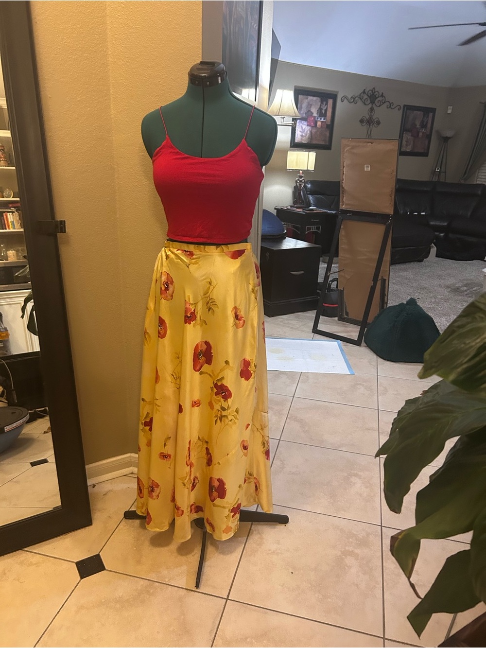 Yellow Floral Maxi Skirt
